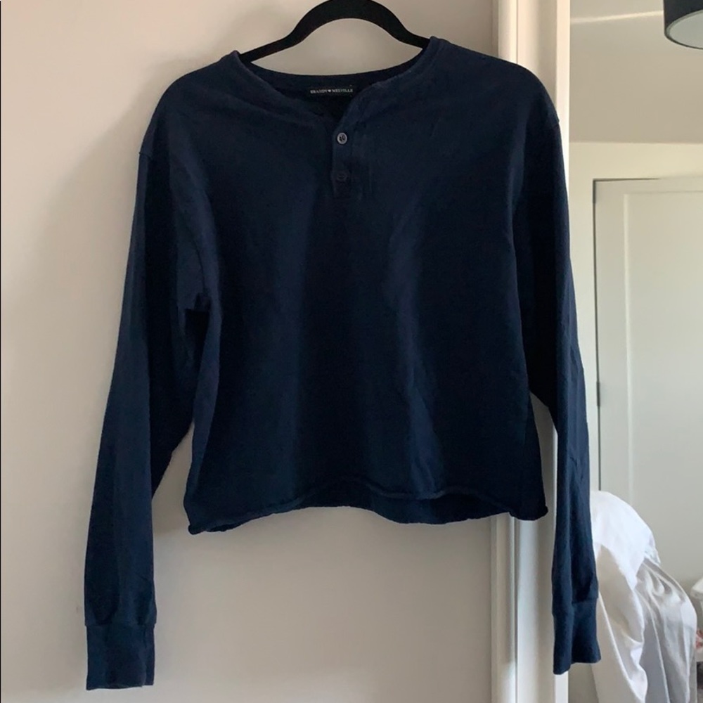 Brandy Melville Navy Blue Henley Top